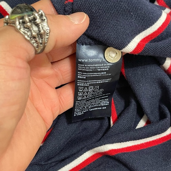 EUC Men’s Size Medium Tommy Hilfiger Performance Pique Striped Polo Shirt Navy - Picture 12 of 12